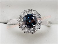 10K Blue Diamond White Diamond Ring