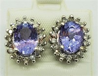 14K Tanzanite Diamond Earrings
