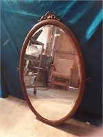 Beveled Oval  1/4 Cut Oak Framed Mirror