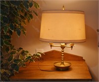 Antique Brass Bouillotte  3 Arm Table Lamp
