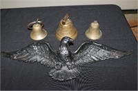 3 brass bells one marked 1878 Saicnelegier
