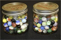 2 Ball Mason pint jars full of marbles