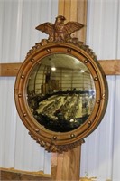 Bullseye mirror with eagle motif at the top 22"
