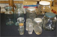 11 pc lot including Peerless jar with glass top