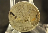 1875-S Liberty Seated Silver Dime - Full Liberty