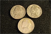 Lot of 3 Silver War Nickels