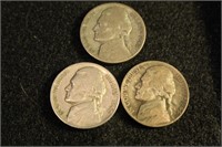 Lot of 3 Silver War Nickels