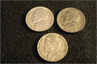 Lot of 3 Silver War Nickels