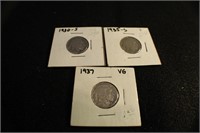 Lot of 3 Buffalo Nickels