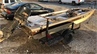 Bass Boat With 80HP Mercury Outboard And Trailer