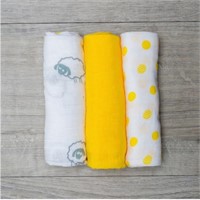 Lulujo Mini Muslin Cloths, Three Pack-Yellow