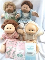 (4) Cabbage Patch Dolls w/Birth Certificates 1982