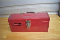 B4- METAL TOOL BOX FILLED WITH MISC TOOLS