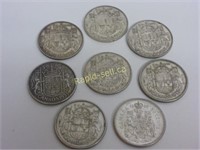 Silver 50 Cent Canadian Coins (1950 - 1959)