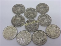 Silver 50 Cent Canadian Coins (1940s & 50s)