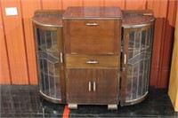 Unusual antique deco liguor cabinet with leaded