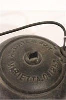 Cast iron tea kettle marked Marrietta, Ohio 1867