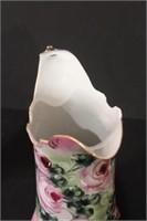 Hand decorated china pitcher 12" H