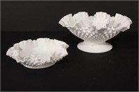 3 pieces of hobnail milk glass