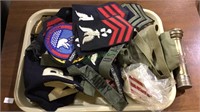 Tray lot of vintage military patches, MP arm