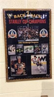 1991 & 92 Pittsburgh penguins wall board clock,
