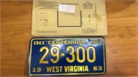 1963 West Virginia automobile license plate with