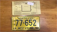 1966 West Virginia automobile license plate with