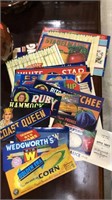 37 advertising labels for cans, (1061)