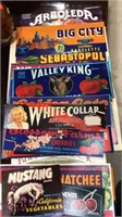 25 advertising labels including fruit and