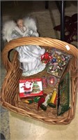 Handled basket with Christmas decorations