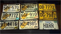 8 West Virginia license plates from the 70s and