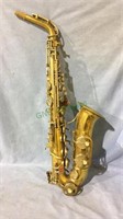 Vintage brass Elkhorn saxophone with pearl finger