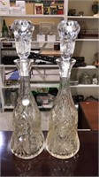 Pair of cut crystal decanters with matching