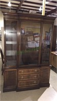 Mahogany china cabinet with glass shelves, one