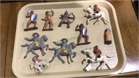 Eight cast metal Indian cowboy figures by