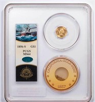 G$1 1856-S PCGS MS64 CAC EX S.S. CENTRAL AMERICA