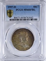 1957-D FRANKLIN HALF DOLLAR PCGS MS-66 FBL COLOR