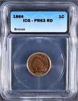 1864 BRONZE INDIAN CENT ICG PR-63 RD