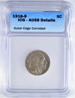 1918-S BUFFALO NICKEL ICG AU-58 DET. CORROSION