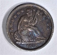 1838 SEATED DIME, XF