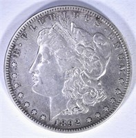 1892-S MORGAN DOLLAR, XF/AU cleaned