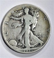 1921 WALKING LIBERTY HALF DOLLAR, VG