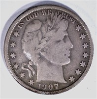 1907-O BARBER HALF DOLLAR VF