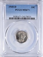 1945-D MERCURY DIME PCGS MS-67+