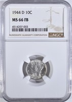 1944-D MERCURY DIME NGC MS-66 FB