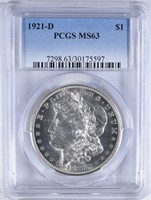 1921-D MORGAN DOLLAR PCGS MS-63