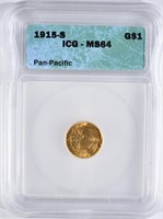1915-S $1 GOLD PAN-PACIFIC COMMEM. ICG MS-64