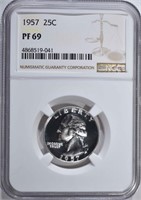 1957 WASHINGTON QUARTER, NGC PF-69