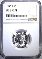 1943-S JEFFERSON NICKEL NGC MS-65 5FS