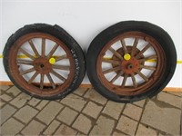 2 Wood Spoke Wheels  2 X $   AS/IS